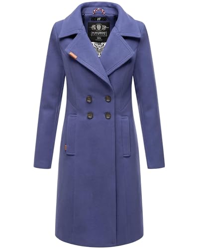 Navahoo Damen Mantel Trenchcoat Winterjacke Wintermantel B661 [B661-Wool-Blue-Violet-Gr.L] von Navahoo