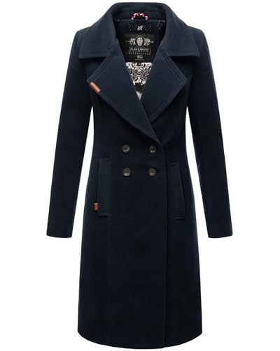 Navahoo Damen Mantel Trenchcoat Winterjacke Wintermantel B661 [B661-Wool-Navy-Gr.XXL] von Navahoo