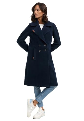 Navahoo Damen Mantel Trenchcoat Winterjacke Wintermantel B661 [B661-Wool-Navy-Gr.XXL] von Navahoo