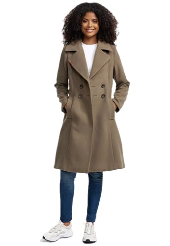 Navahoo Damen Mantel Trenchcoat Winterjacke Wintermantel B661 [B661-Wool-Stone-Brown-Gr.XL] von Navahoo