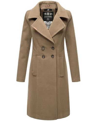 Navahoo Damen Mantel Trenchcoat Winterjacke Wintermantel B661 [B661-Wool-Stone-Brown-Gr.XXL] von Navahoo