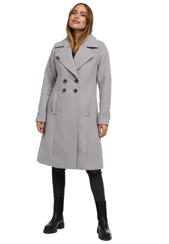 Navahoo Damen Mantel Trenchcoat Winterjacke Wintermantel B661 [B661-Wool-Zink-Grau-Gr.S] von Navahoo
