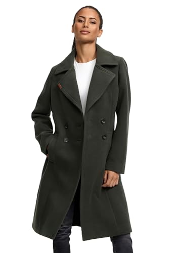 Navahoo Damen Mantel Trenchcoat Winterjacke Wintermantel B661 [B661-Wooly-Dunkegrün-Gr.L] von Navahoo