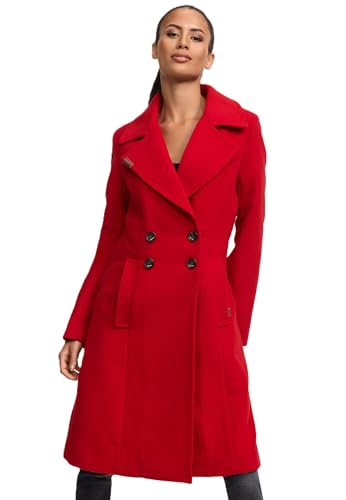 Navahoo Damen Mantel Trenchcoat Winterjacke Wintermantel B661 [B661-Wooly-Rot-Gr.L] von Navahoo