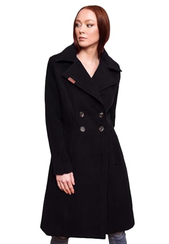 Navahoo Damen Mantel Trenchcoat Winterjacke Wintermantel B661 [B661-Wooly-Schwarz-Gr.3XL] von Navahoo