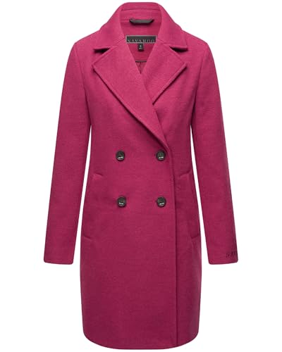 Navahoo Damen Mantel in Woll-Optik Langer klassischer Trenchcoat Frostjuwel 14 Berry Wine Gr. M von Navahoo