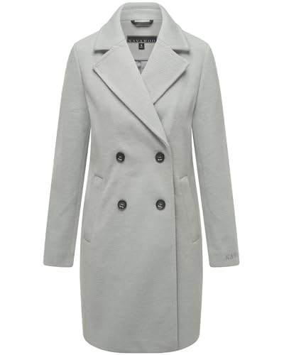 Navahoo Damen Mantel in Woll-Optik Langer klassischer Trenchcoat Frostjuwel 14 Grey Gr. L von Navahoo