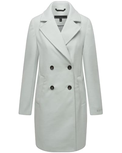 Navahoo Damen Mantel in Woll-Optik Langer klassischer Trenchcoat Frostjuwel 14 Ice Blue Gr. XS von Navahoo