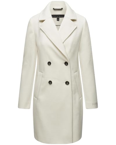 Navahoo Damen Mantel in Woll-Optik Langer klassischer Trenchcoat Frostjuwel 14 Off White Gr. M von Navahoo