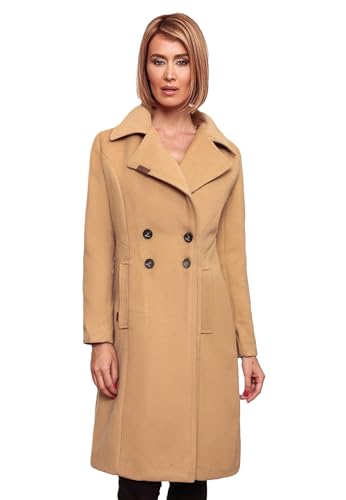Navahoo Damen Mantel Trenchcoat Winterjacke Wintermantel B661 [B661-Wooly-Camel-Gr.XL] von Navahoo