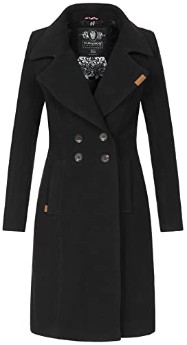 Navahoo Damen Mantel Trenchcoat Winterjacke Wintermantel B661 [B661-Wooly-Schwarz-Gr.XS] von Navahoo