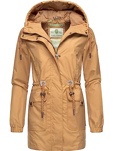 Navahoo Damen Übergangsjacke leichte Jacke aus recyceltem Polyester mit Kapuze Neophee Camel Gr. M von Navahoo