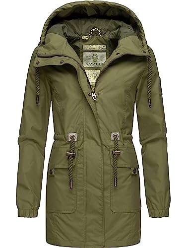 Navahoo Damen Übergangsjacke leichte Jacke aus recyceltem Polyester mit Kapuze Neophee Olive Gr. M von Navahoo