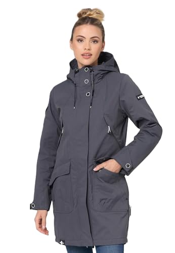 Navahoo Damen Parka Übergangsjacke mit Kapuze Frühlings Jacke B920 [B920 - Anthrazit Größe XS - Gr. 34] von Navahoo