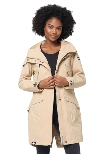 Navahoo Damen Parka Übergangsjacke mit Kapuze Frühlings Jacke B920 [B920 - Beige Größe 3XL - Gr. 46] von Navahoo