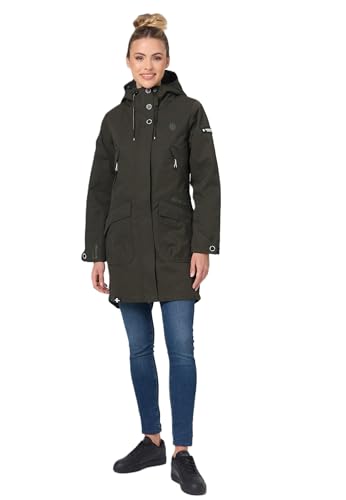 Navahoo Damen Parka Übergangsjacke mit Kapuze Frühlings Jacke B920 [B920 - Olive Größe S - Gr. 36] von Navahoo