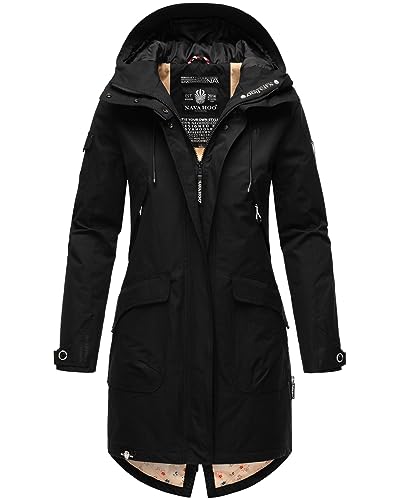 Navahoo Damen Parka Übergangsjacke mit Kapuze Frühlings Jacke B920 [B920 - Schwarz Größe 3XL - Gr. 46] von Navahoo