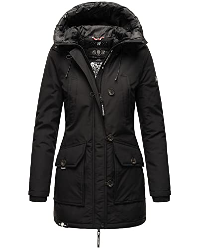 Navahoo Damen Parka Winterjacke mit Kapuze und hohem Kragen B885 [B885-Freezest-Schwarz-Gr.XS] von Navahoo