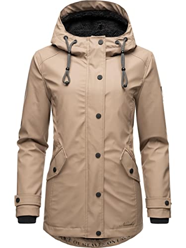 Navahoo Damen Winterjacke Kurze Regenjacke wasserdicht warm gefüttert mit Kapuze Lindraa Taupe Gr. XS von Navahoo