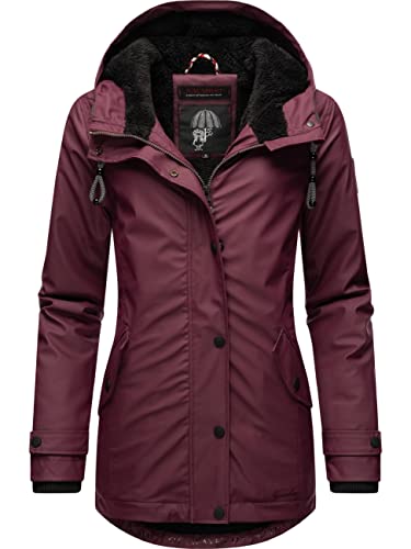 Navahoo Damen Winterjacke Kurze Regenjacke wasserdicht warm gefüttert mit Kapuze Lindraa Wine Gr. L von Navahoo