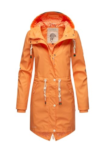 Navahoo Damen Regenjacke Parka Regenmantel mit Kapuze B919 [B919-Apricot-Sorbet-Größe L-Gr. 40] von Navahoo