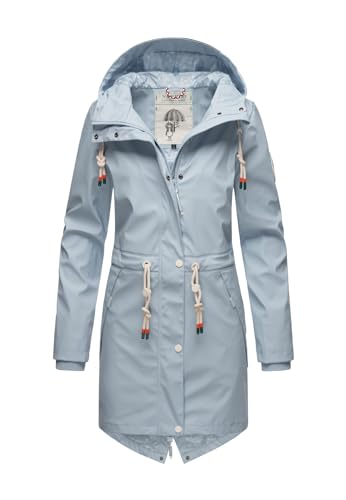 Navahoo Damen Regenjacke Parka Regenmantel mit Kapuze B919 [B919-Baby-Blue-Größe XS-Gr. 34] von Navahoo