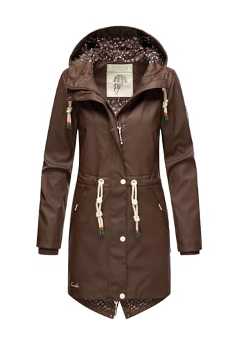 Navahoo Damen Regenjacke Parka Regenmantel mit Kapuze B919 [B919-Dark-Choco-Größe L-Gr. 40] von Navahoo