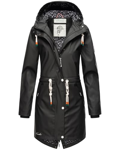 Navahoo Damen Regenjacke Parka Regenmantel mit Kapuze B919 [B919-Schwarz-Größe L-Gr. 40] von Navahoo