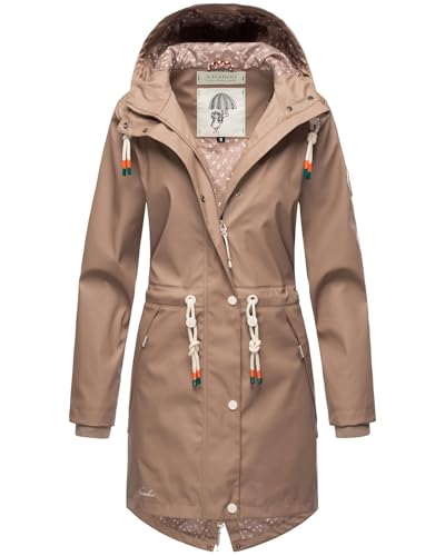 Navahoo Damen Regenjacke Parka Regenmantel mit Kapuze B919 [B919-Taupe-Größe S-Gr. 36] von Navahoo