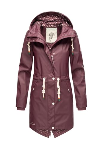 Navahoo Damen Regenjacke Parka Regenmantel mit Kapuze B919 [B919-Wine-Größe S-Gr. 36] von Navahoo