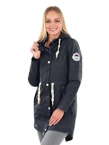 Navahoo Damen Regenjacke Parka Regenmantel mit Kapuze B919 [B919-Navy-Größe M-Gr. 38] von Navahoo