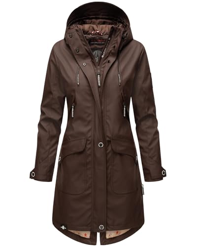 Navahoo Damen Regenjacke Regenmantel mit Kapuze Wasserabweisend B939 [B939-Schötch-Dark-Choco-Gr.M] von Navahoo