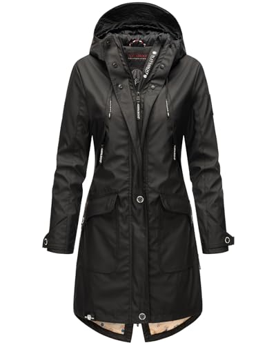 Navahoo Damen Regenjacke Regenmantel mit Kapuze Wasserabweisend B939 [B939-Schötch-Schwarz-Gr.S] von Navahoo