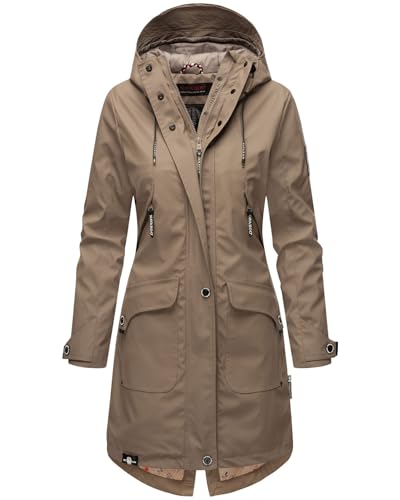 Navahoo Damen Regenjacke Regenmantel mit Kapuze Wasserabweisend B939 [B939-Schötch-Taupe-Gr.XS] von Navahoo