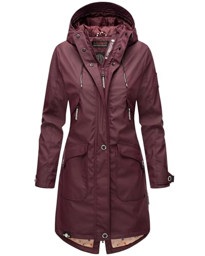 Navahoo Damen Regenjacke Regenmantel mit Kapuze Wasserabweisend B939 [B939-Schötch-Weinrot-Gr.S] von Navahoo