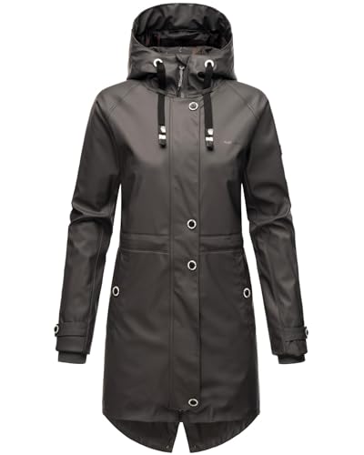 Navahoo Damen Regenjacke mit Kapuze Regenmantel Teddyfutter Wasserdicht [B934-R-Flower-Anthrazit-Gr.XS] von Navahoo