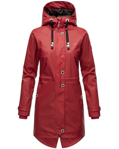 Navahoo Damen Regenjacke mit Kapuze Regenmantel Teddyfutter Wasserdicht [B934-R-Flower-Blood-Red-Gr.3XL] von Navahoo