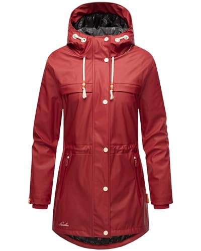 Navahoo Damen Regenmantel Teddyfutter Regenjacke mit Kapuze Wasserdicht [B935-R-Forest-Blood-Red-Gr.L] von Navahoo