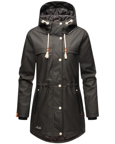 Navahoo Damen Regenmantel Teddyfutter Regenjacke mit Kapuze Wasserdicht [B935-R-Forest-Schwarz-Gr.M] von Navahoo