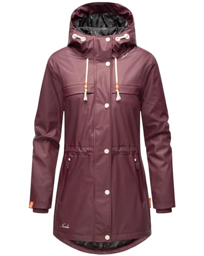 Navahoo Damen Regenmantel Teddyfutter Regenjacke mit Kapuze Wasserdicht [B935-R-Forest-Weinrot-Gr.L] von Navahoo