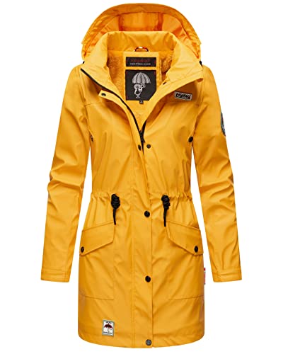 Navahoo Damen Softshell Jacke Winterjacke wasserabweisend Outdoor lang B678 [B678-Deik-Amber-Yellow-Gr.S] von Navahoo