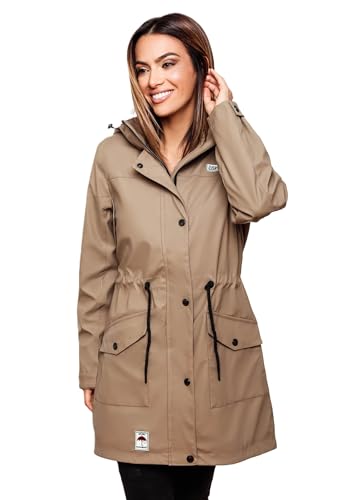 Navahoo Damen Softshell Jacke Winterjacke wasserabweisend Outdoor lang B678 [B678-Deik-Beige-Gr.L] von Navahoo
