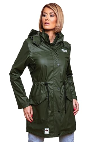 Navahoo Damen Softshell Jacke Winterjacke wasserabweisend Outdoor lang B678 [B678-Deik-Olive-Gr.S] von Navahoo