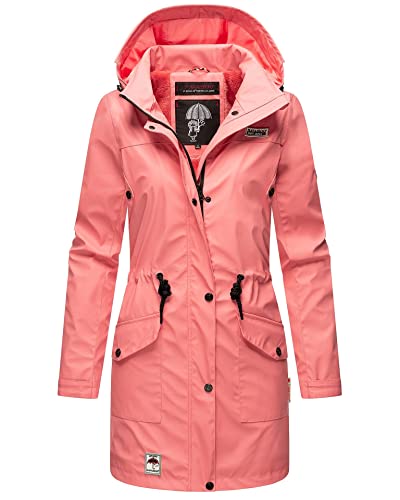 Navahoo Damen Softshell Jacke Winterjacke wasserabweisend Outdoor lang B678 [B678-Deik-Rose-Coral-Gr.L] von Navahoo