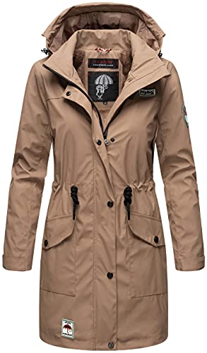 Navahoo Damen Softshell Jacke Winterjacke wasserabweisend Outdoor lang B678 [B678-Deik-Taupe-Gr.S] von Navahoo