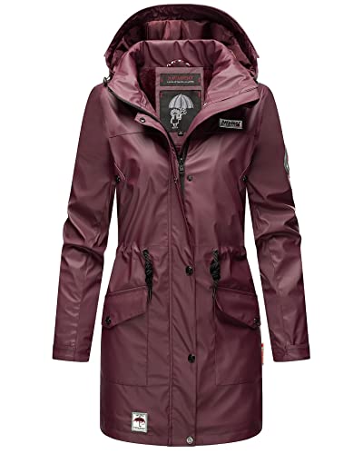 Navahoo Damen Softshell Jacke Winterjacke wasserabweisend Outdoor lang B678 [B678-Deik-Wine-Gr.L] von Navahoo