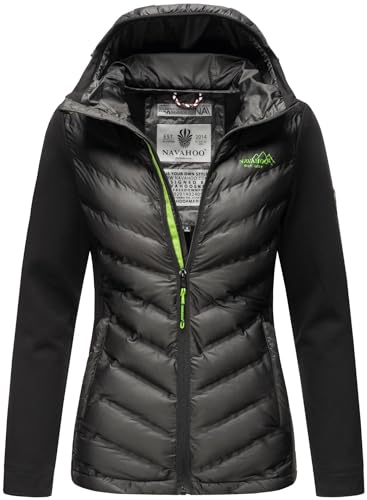 Navahoo Damen Fleece Hybrid Jacke Wanderjacke Kapuzenjacke B852 [B852-Nimm-Schwarz-Gr.M] von Navahoo