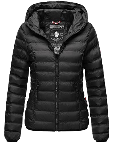 Navahoo Damen Übergangsjacke leichte Steppjacke Outdoor-Jacke mit Kapuze Neevia Black Gr. XL von Navahoo