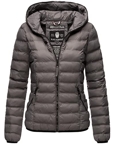 Navahoo Damen Übergangsjacke leichte Steppjacke Outdoor-Jacke mit Kapuze Neevia Dark Grey Gr. XS von Navahoo