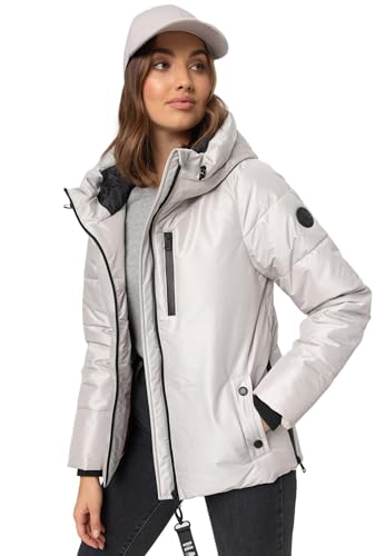 Navahoo Damen Stepp Jacke Übergangsjacke gesteppt warm Kapuze B960 [B960-Kruemel-Light-Grey-Gr.XXL] von Navahoo